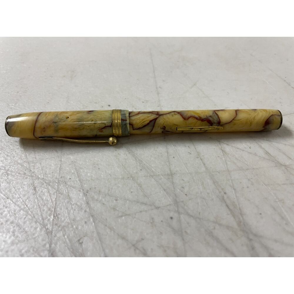 Vintage Morgan Lever Fill Fountain Pen MARBLED 14k Gold